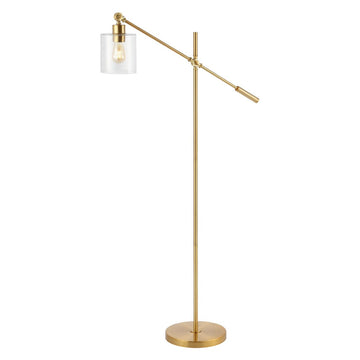 Kathryn Classic 60" Iron/Seeded Glass Adjustable Head Modern LED Floor Lamp - JONATHAN Y